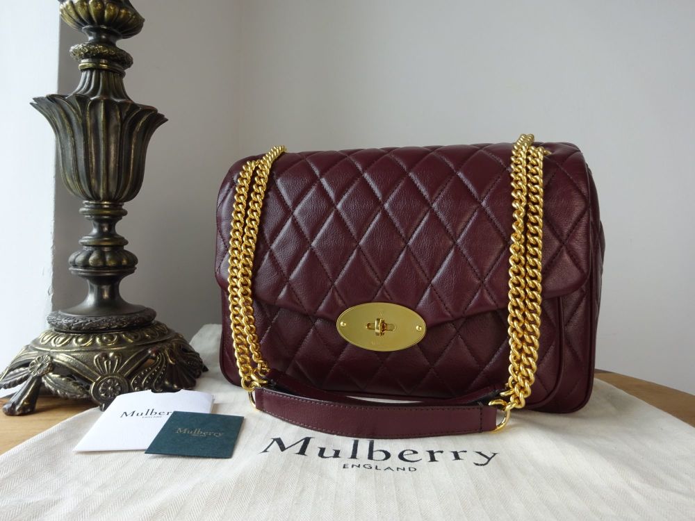 Mulberry Darley Large Shoulder Bag in Burgundy Quilted Shiny Buffalo Leathe
