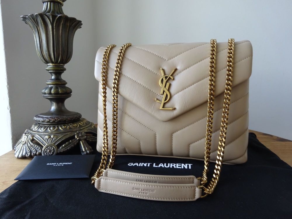 Saint Laurent YSL Monogram Small Loulou in Beige Y Quilted Matelassé Calfskin - SOLD