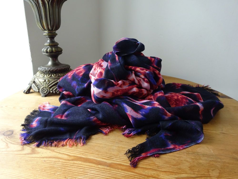 Mulberry Loopy Leopard Large Scarf Wrap in Purple Plum Bamboo Soya Mix