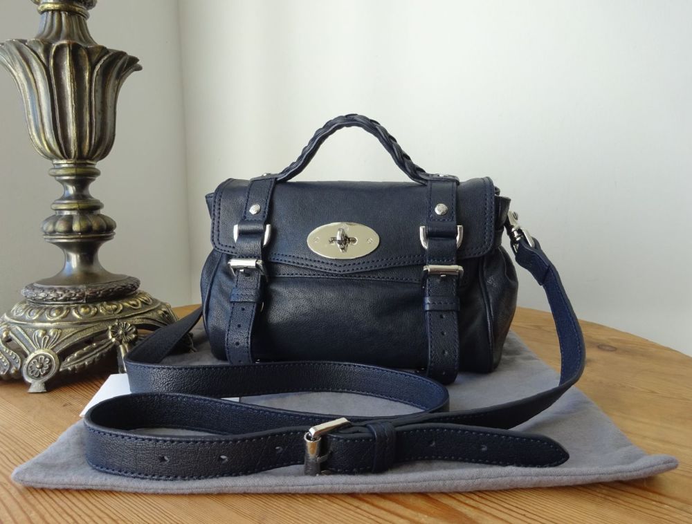 Mulberry Classic Mini Alexa in Midnight Blue Polished Buffalo with Silver N