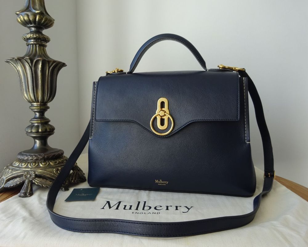 Mulberry Small Seaton in Midnight Blue Silky Calf with Golden Brass Hardware - SOLD