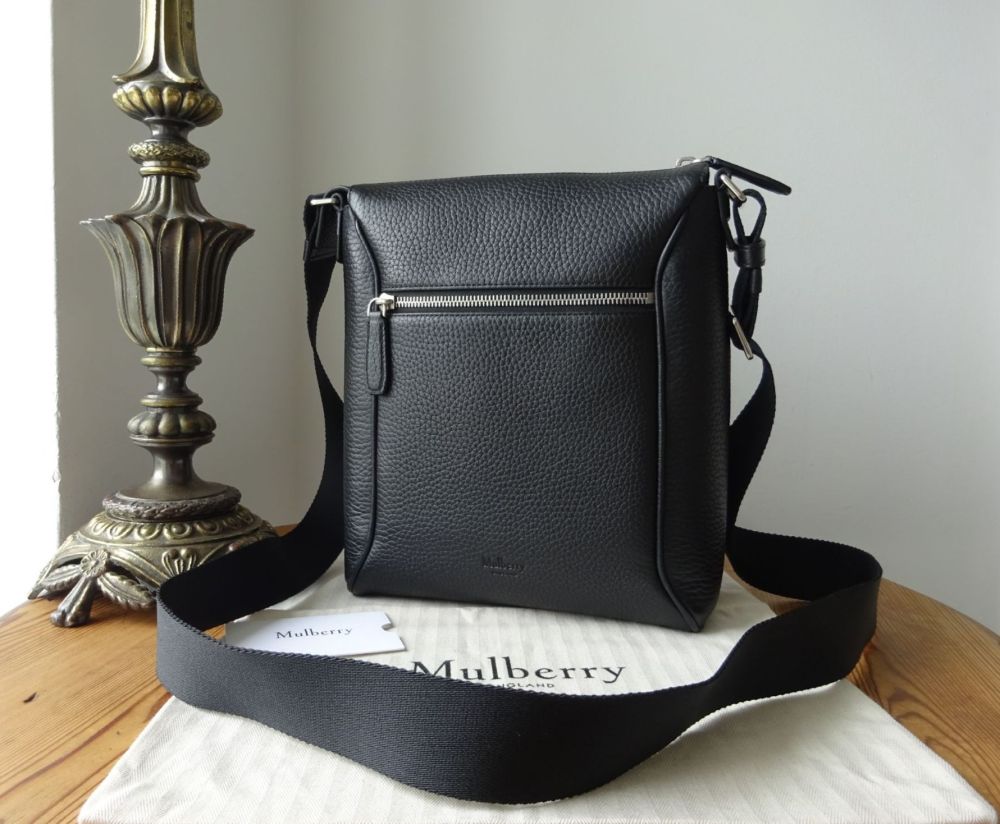 Mulberry Urban Small Messenger in Black Heavy Grain Leather