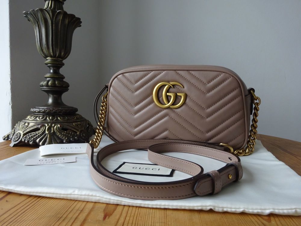 Gucci Marmont GG Matelassé Small Shoulder Bag in Porcelain Rose