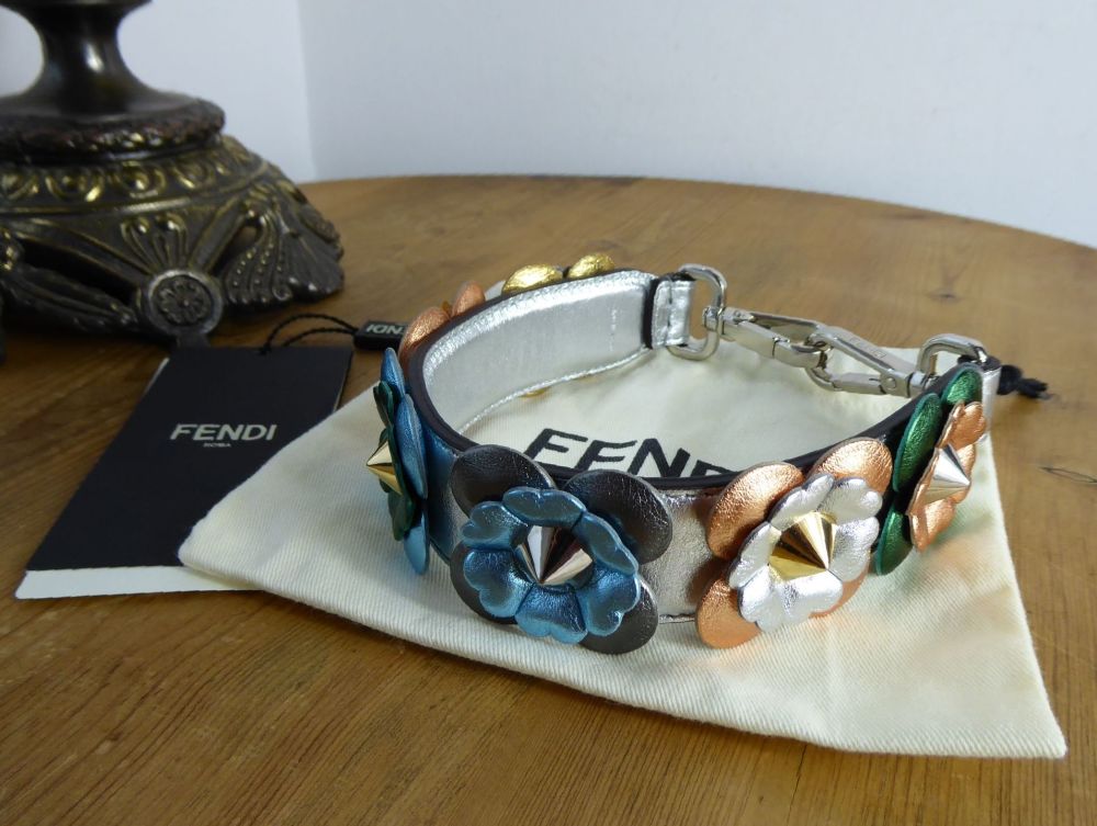 Fendi Flowerland Strap You Mini Top Handle Metallic Floral Appliqu&eacute; - As New