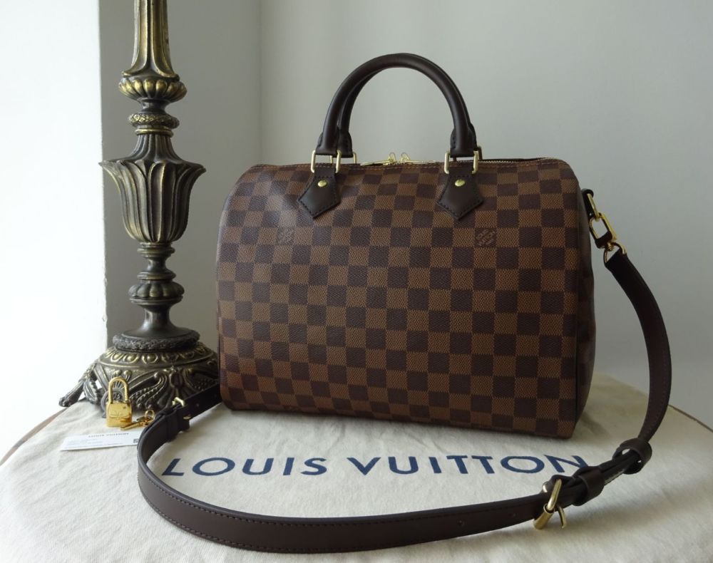 Authentic Louis Vuitton Speedy Bandouliere 25 in Damier Ebene