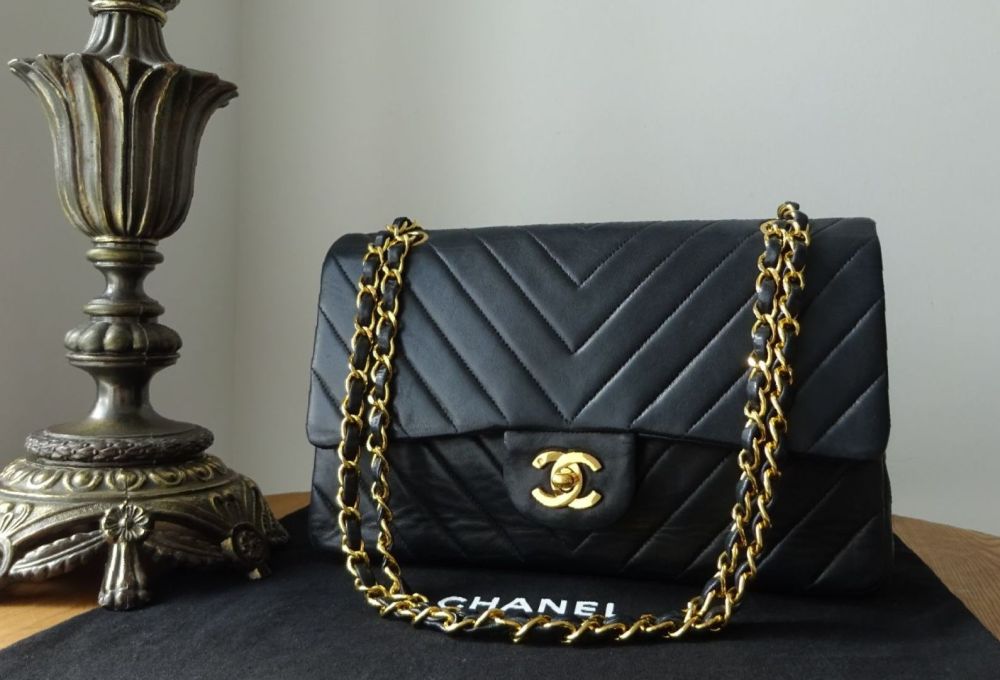 Chanel Black Lambskin Chevron Small Double Flap bag  My Paris Branded  StationSell Your Bags And Get Instant Cash