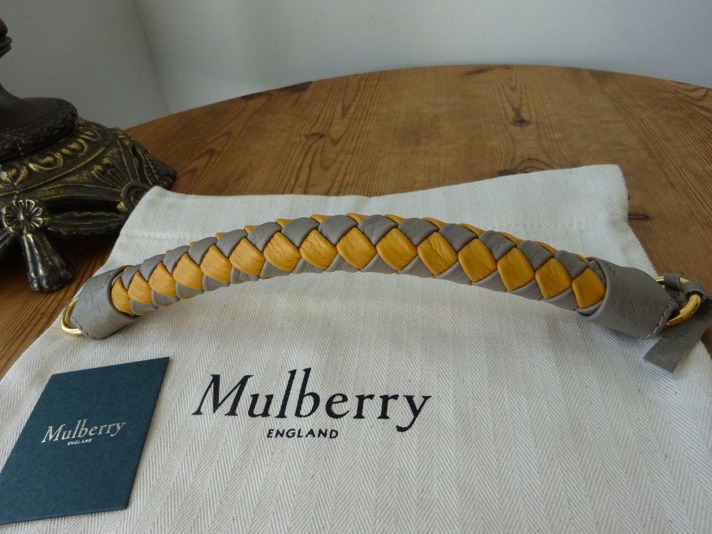 Mulberry Solid Grey & Deep Amber Silky Calf Braided Handle - As New
