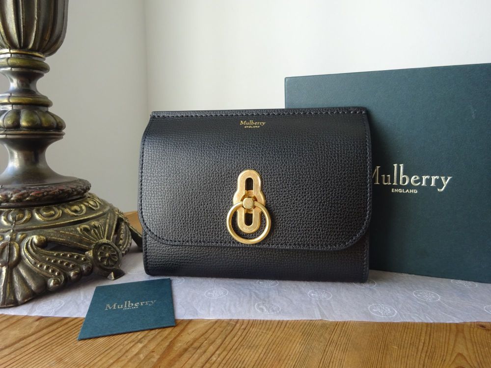 Mulberry Amberley Medium Wallet in Black Cross Grain Leather
