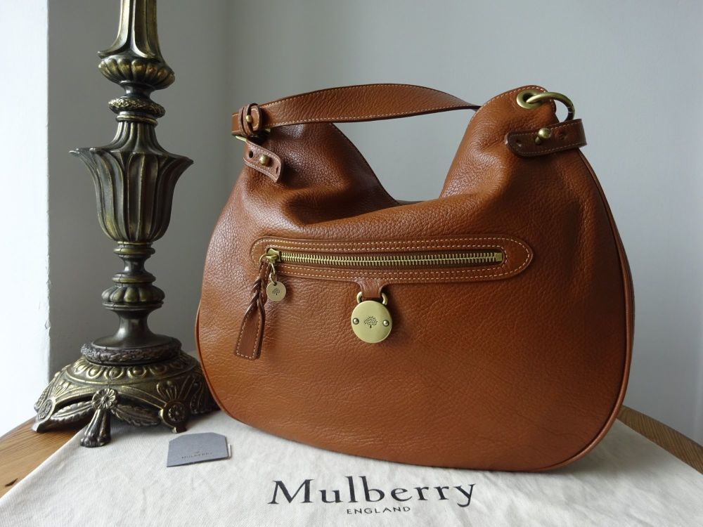 Mulberry Pink Ostrich-Trimmed Willow Tote Bag Brown Beige Leather