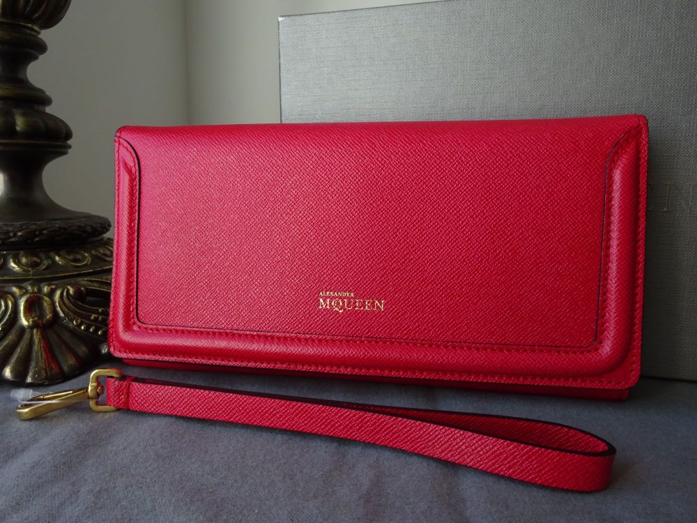 Alexander McQueen Heroine Wristlet Wallet Clutch in Carmine Red Saffiano Leather - SOLD