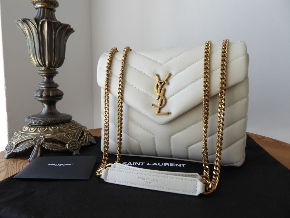 Saint Laurent YSL Monogram Small Loulou in Crema Soft Y Quilted Calfskin Ma
