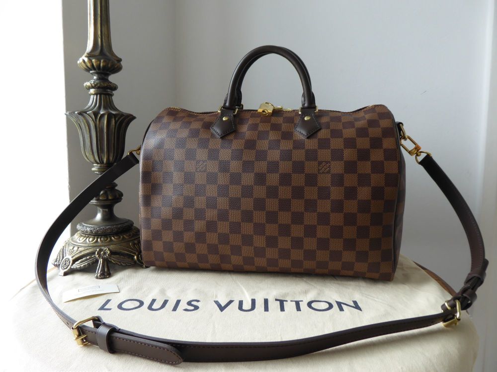 Louis Vuitton Damier Ebene Canvas Speedy 35 Bag Louis Vuitton