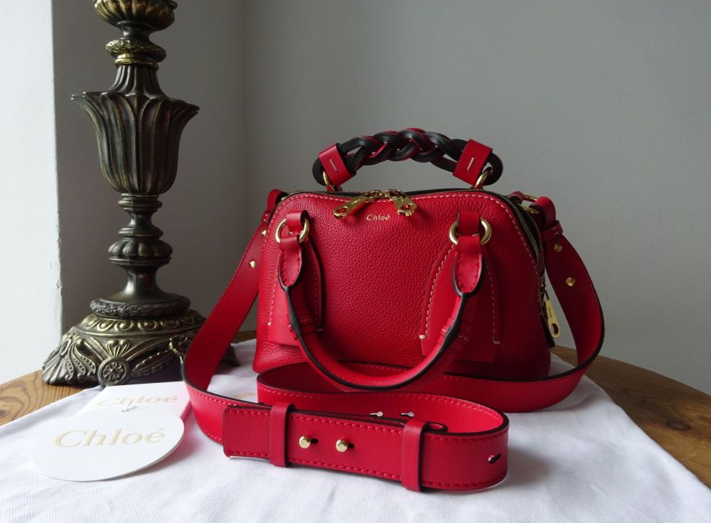 Chloé Daria Small Day Bag in Juicy Red Grained & Smooth Calfskin - SOLD