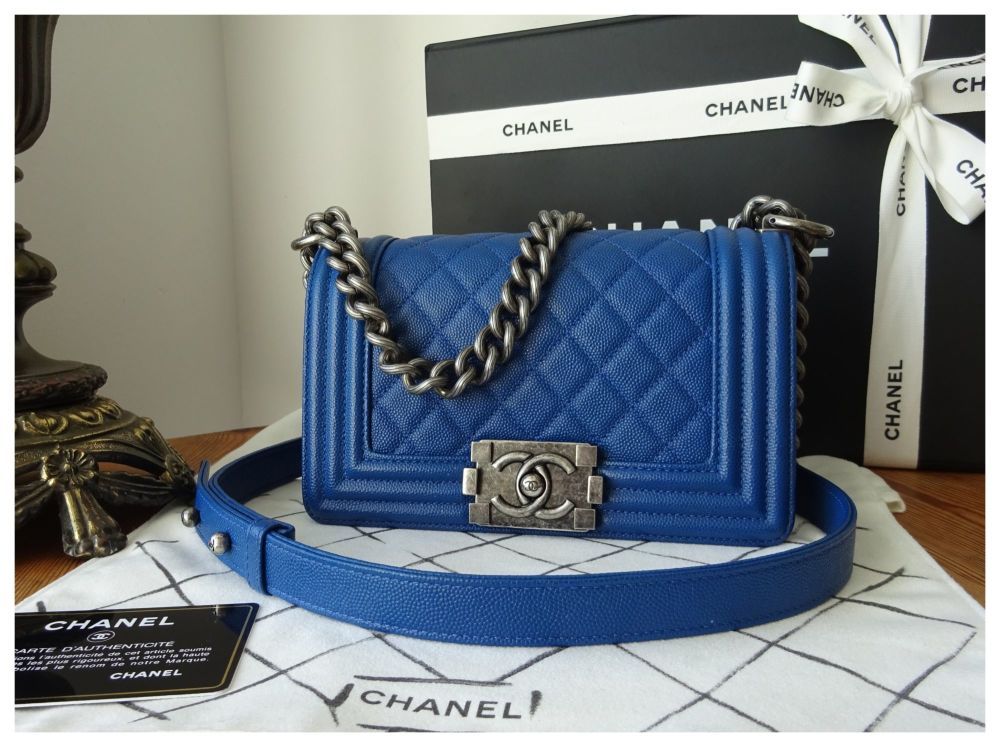 Chanel Small Boy Quilted Flap in Electric Blue Caviar with Ruthenium Hardware - SOLD