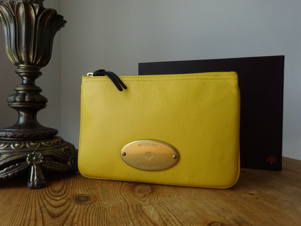 Mulberry Mitzy Medium Zip Pouch in Butter Yellow Pebbled Leather - SOLD
