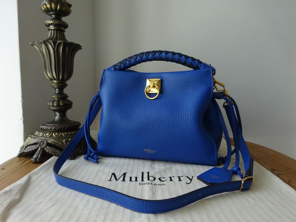 Mulberry Small Iris in Porcelain Blue Heavy Grain with Porcelain Blue and M