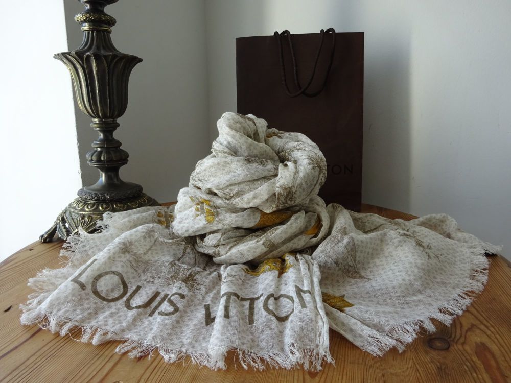 Louis Vuitton Toile Etole De Louis Pareo Rectangular Scarf in Cotton Linen - SOLD