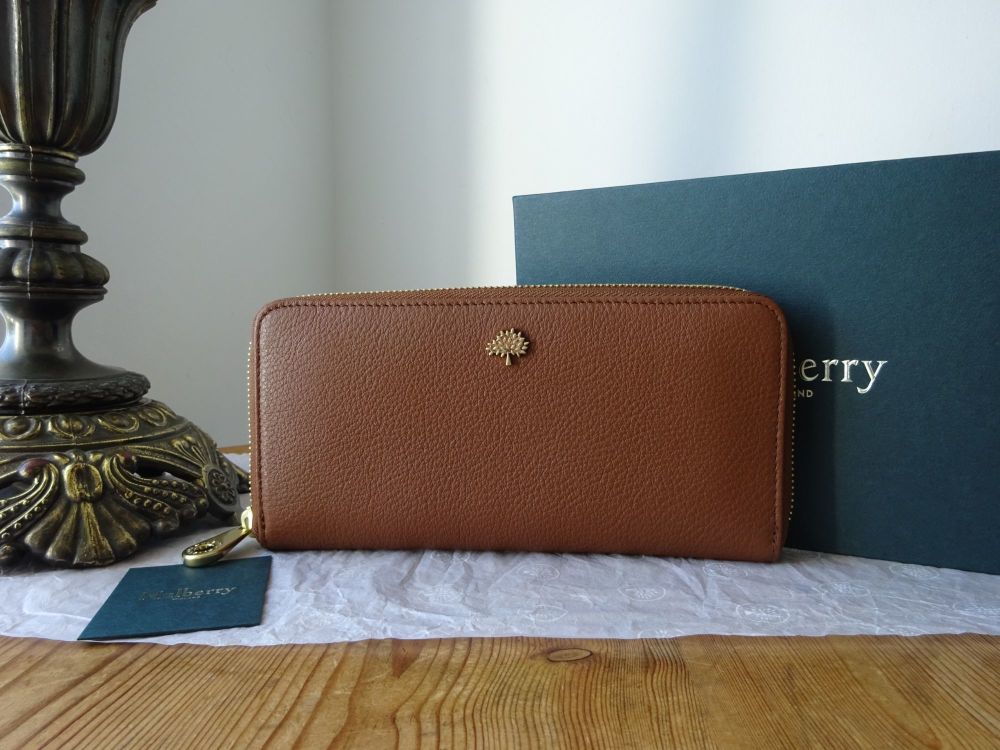 Mulberry Tree Continental Long Zip Around Wallet Purse in Oak Small Classic Grain Leather - SOLD