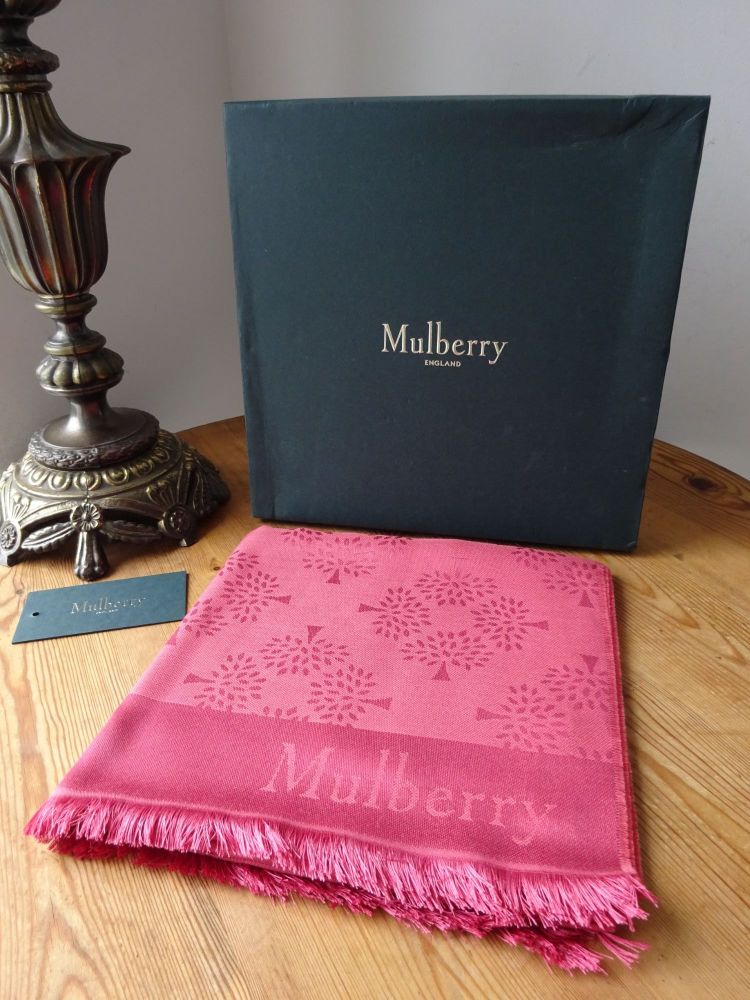 Mulberry Tree Rectangular Scarf in Carnation Rose Silk Cotton Mix - New
