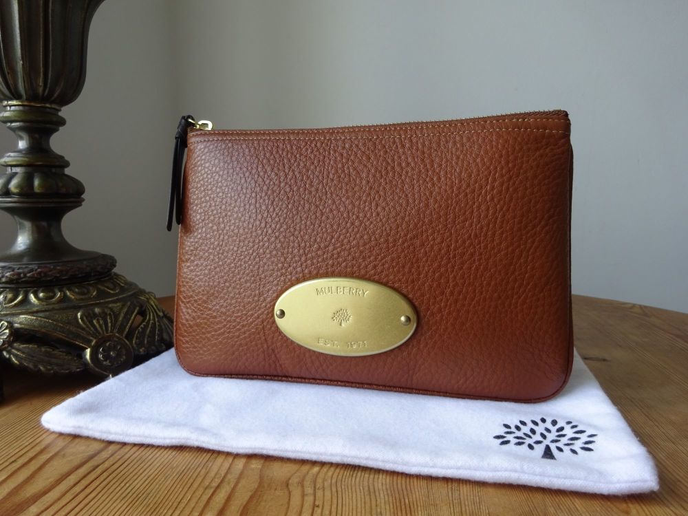 Mulberry Mitzy Medium Zip Pouch in Oak Spongy Pebbled Leather