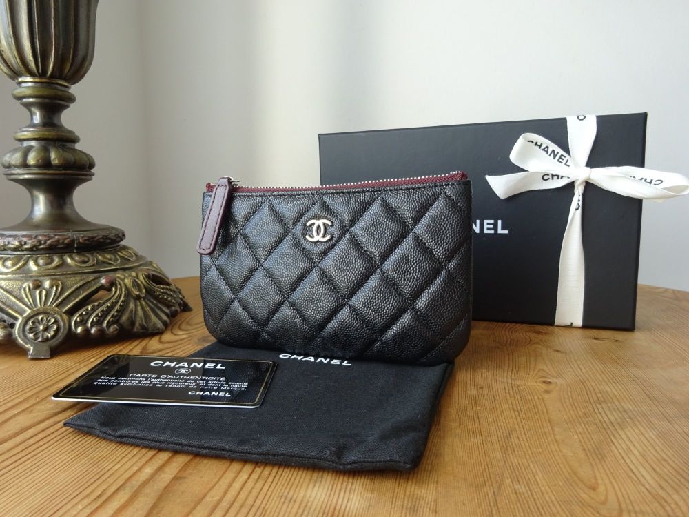 Chanel Mini O Case Zip Pouch in Black Quilted Caviar with Shiny Silver Hardware - SOLD