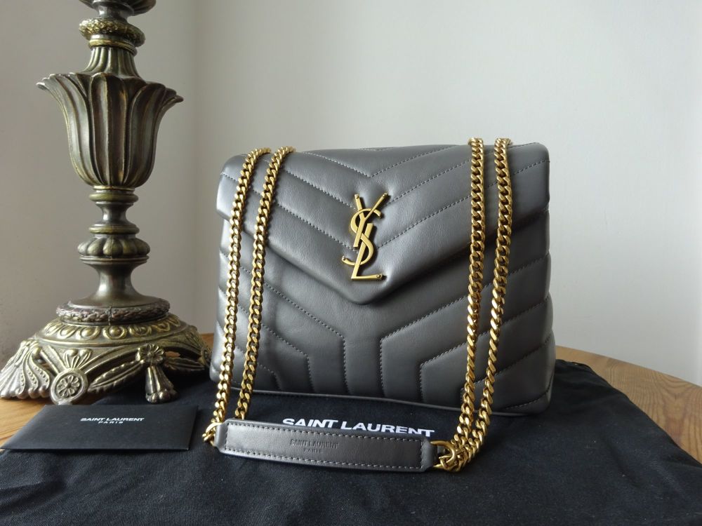 Saint Laurent YSL Monogram Small Loulou in Storm Grey Y Quilted Calfskin Ma