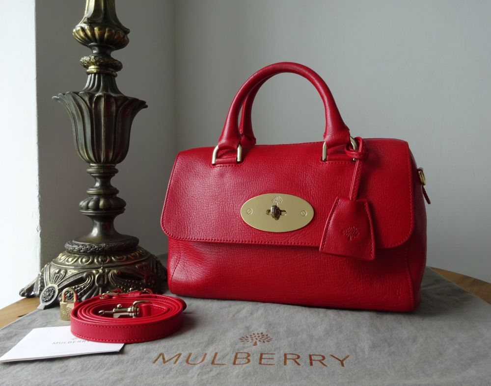 Mulberry Small Del Rey in Poppy Red Shiny Goat Leather