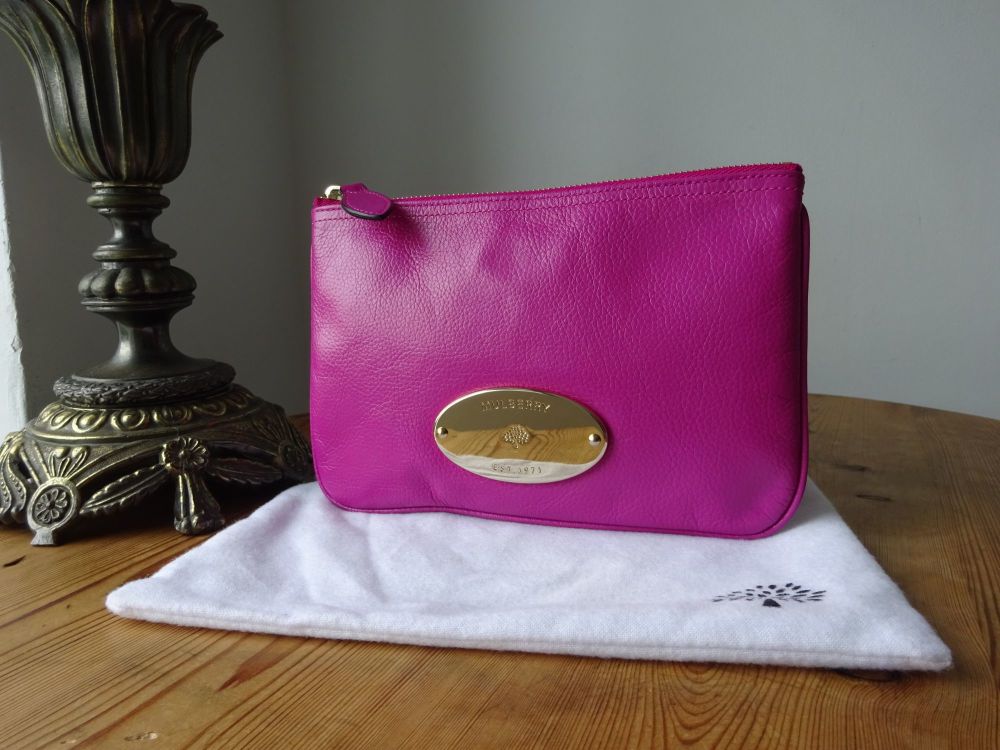 Mulberry Mitzy Medium Zip Pouch in Hot Fuchsia Spongy Pebbled Leather - SOLD