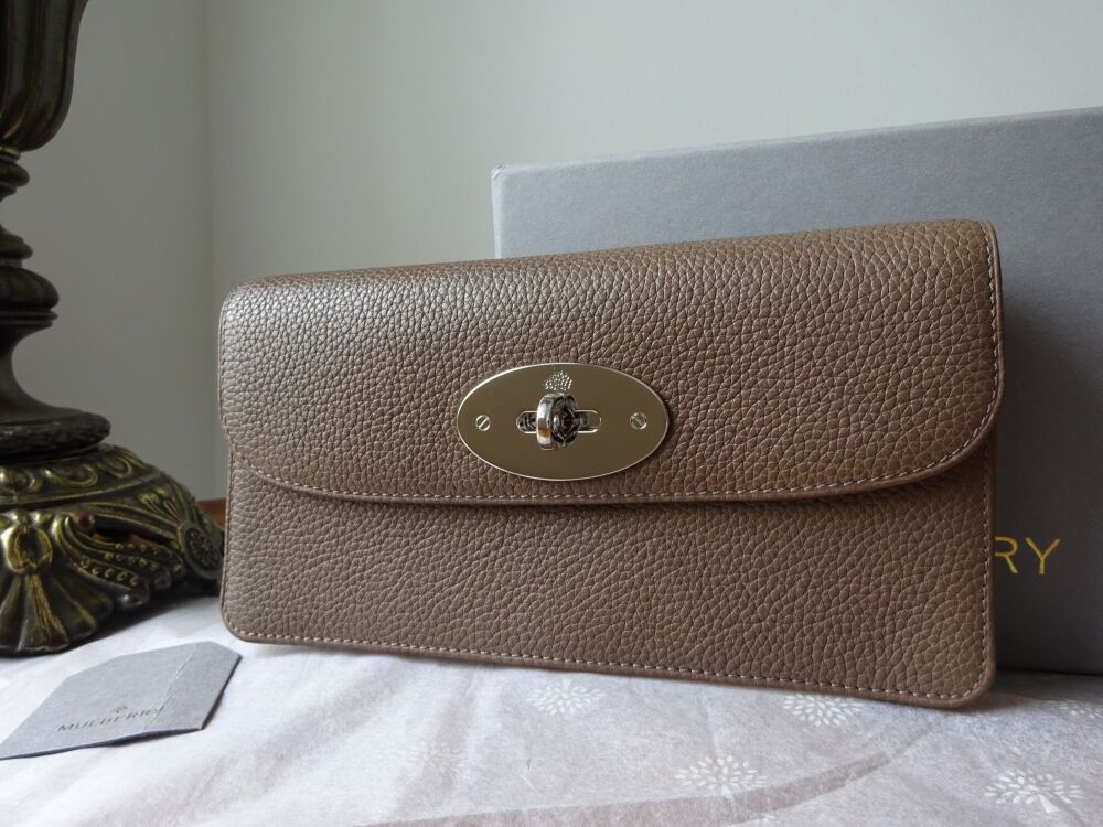 Mulberry Classic Long Locked Purse in Taupe Small Classic Grain with Silver Hardware - SOLD
