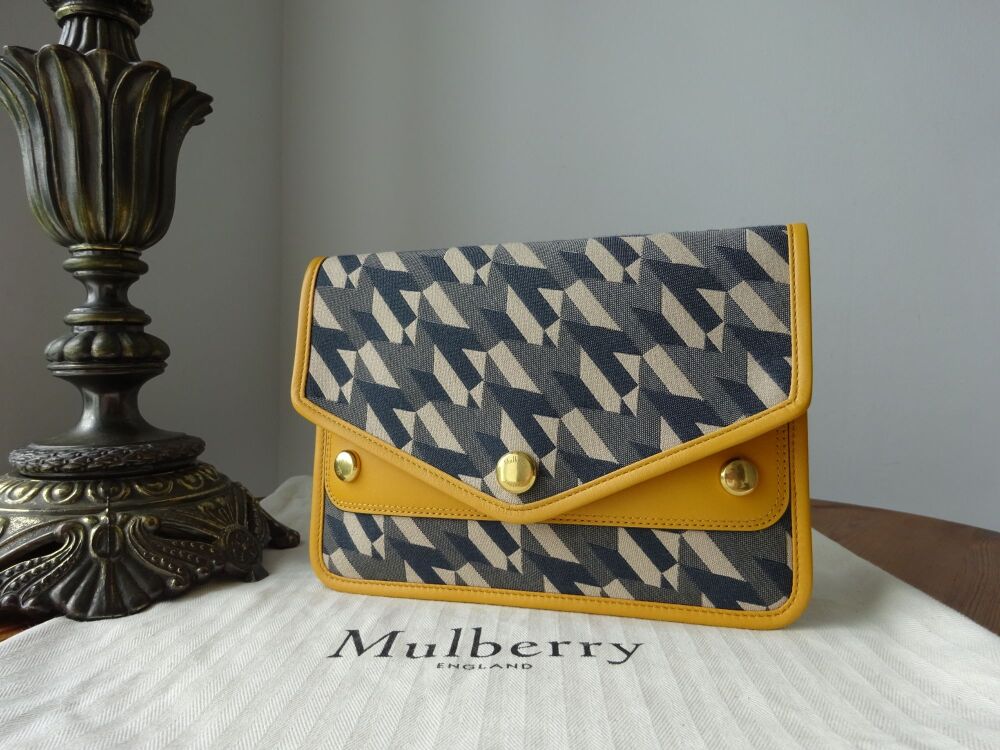 Mulberry Flat Travel Wallet in M Monogram Econyl & Deep Amber Leather