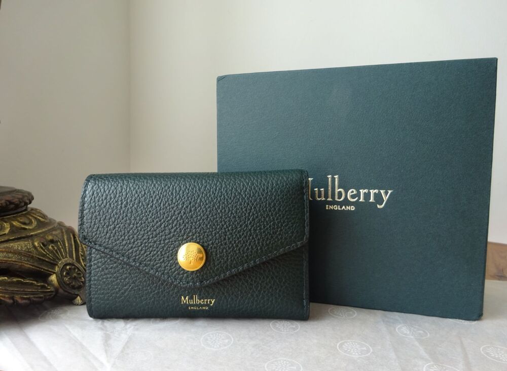 Mulberry Folded Multi Card Compact Wallet in Mulberry Green Heavy Grain - SOLD