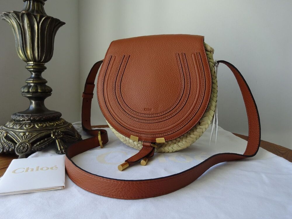 Chloé Marcie Raffia and Tan Calfskin Leather Saddle Bag - SOLD