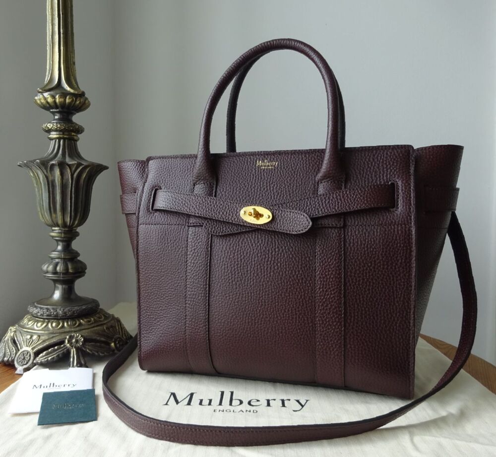 Mulberry Small Zipped Bayswater in Oxblood Grain Vegetable Tanned