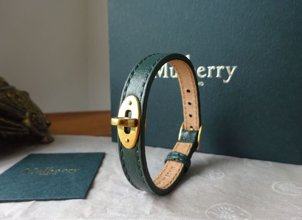 Mulberry Bayswater Leather Bracelet in Mulberry Green Silky Calf - New