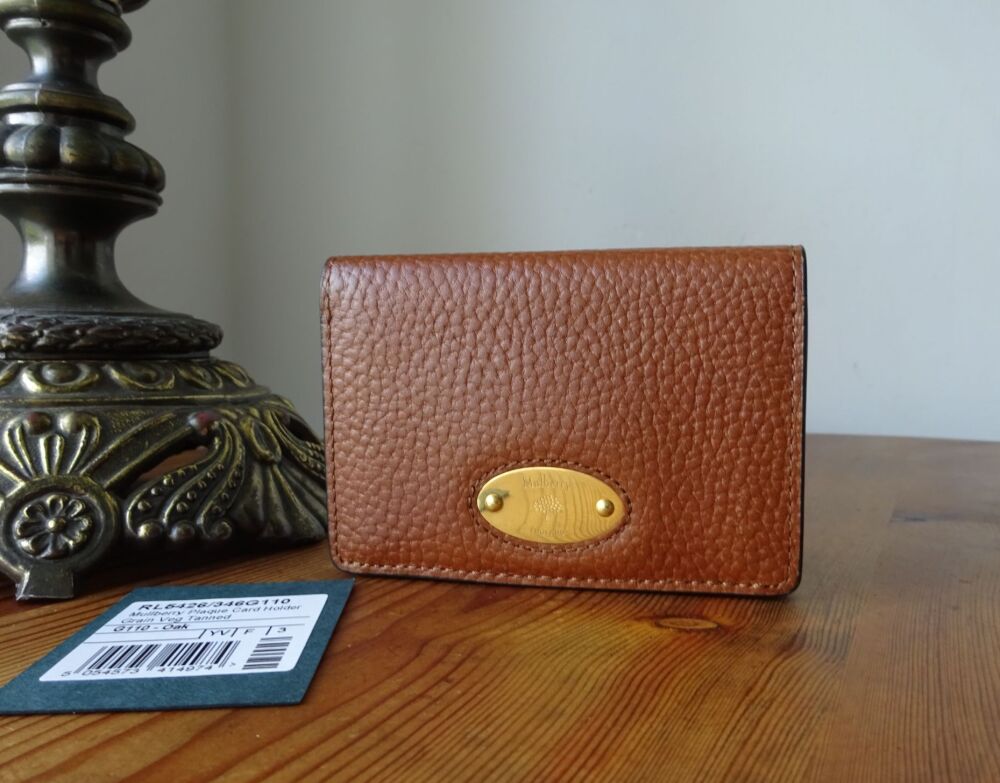 Mulberry Plaque Card Case Folded Wallet in Oak Grain Vegetable Tanned Leather - SOLD