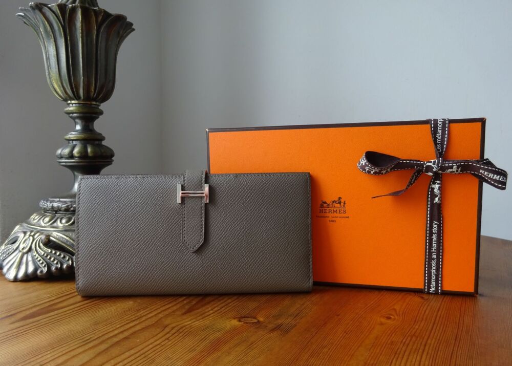 Hermès Bearn Soufflet Bifold Long Wallet in Epsom Etoupe with Palladium Hardware