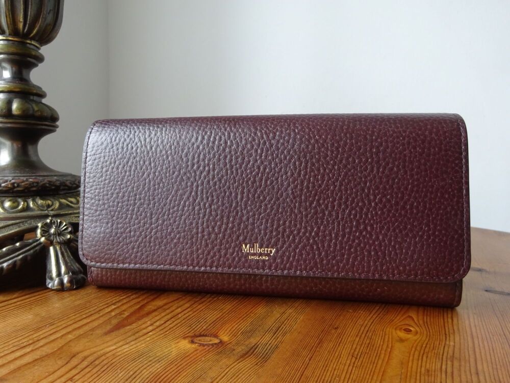 Mulberry Long Continental Flap Purse Wallet in Oxblood Grain Vegetable Tanned Leather - SOLD