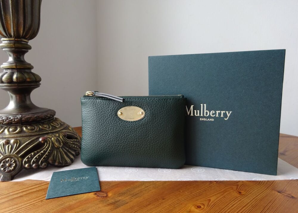 Mulberry Plaque Small Zip Coin Pouch in Mulberry Green Small Classic Grain - SOLD
