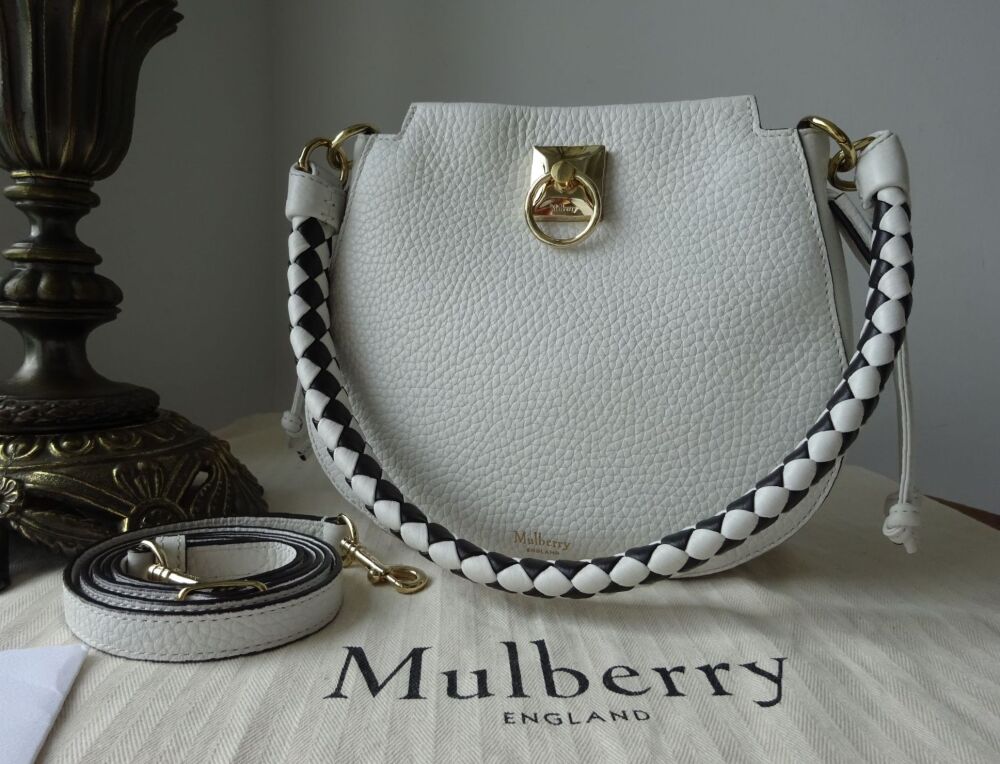Mulberry Mini Iris Hobo in White Heavy Grain with Monochrome Braided Handle - SOLD