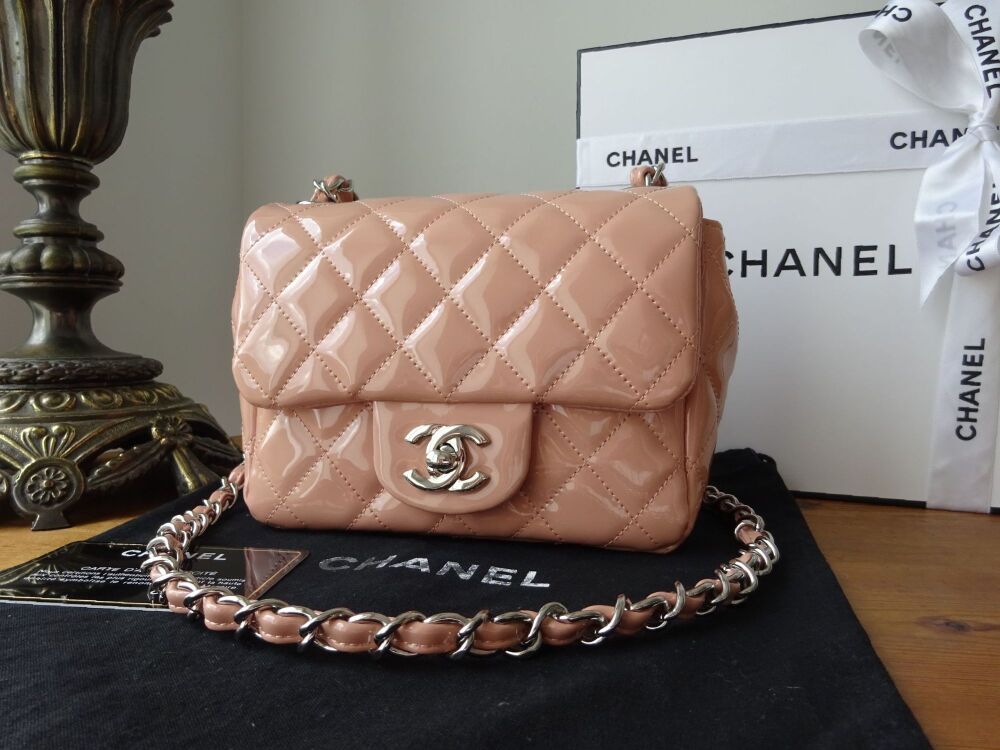Chanel Timeless Mini Square Classic Flap in Plaster Pink Patent with Shiny 