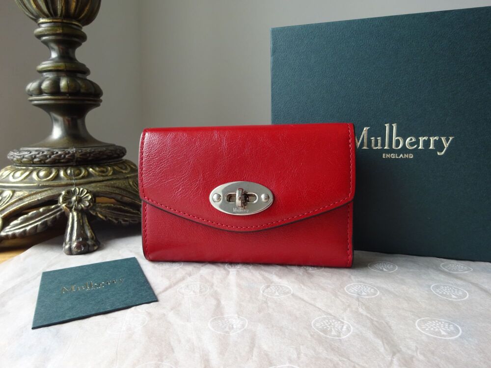 Mulberry Darley Folded Multi Card Compact Wallet in Lancaster Red Glossy Natural Leather - SOLD