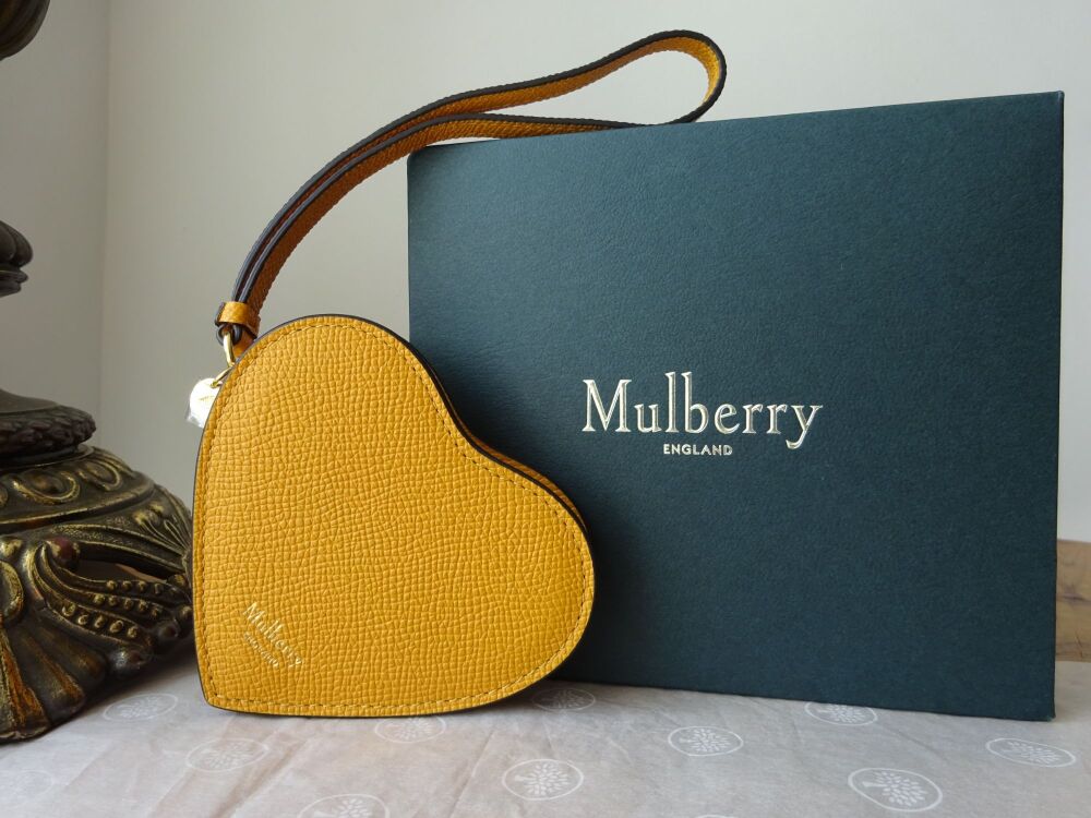 Mulberry Heart Coin Purse Wristlet in Deep Amber Small Printed Grain - New