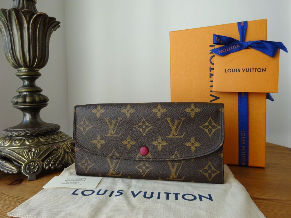 Louis Vuitton Emilie Continental Purse Wallet in Monogram Canvas with  Fuchsia Calfskin