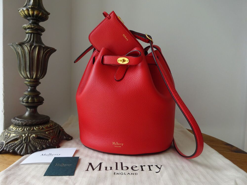 Mulberry Abbey Small Bucket Bag with Zip Pouch in Hibiscus Small Classic Grain - SOLD