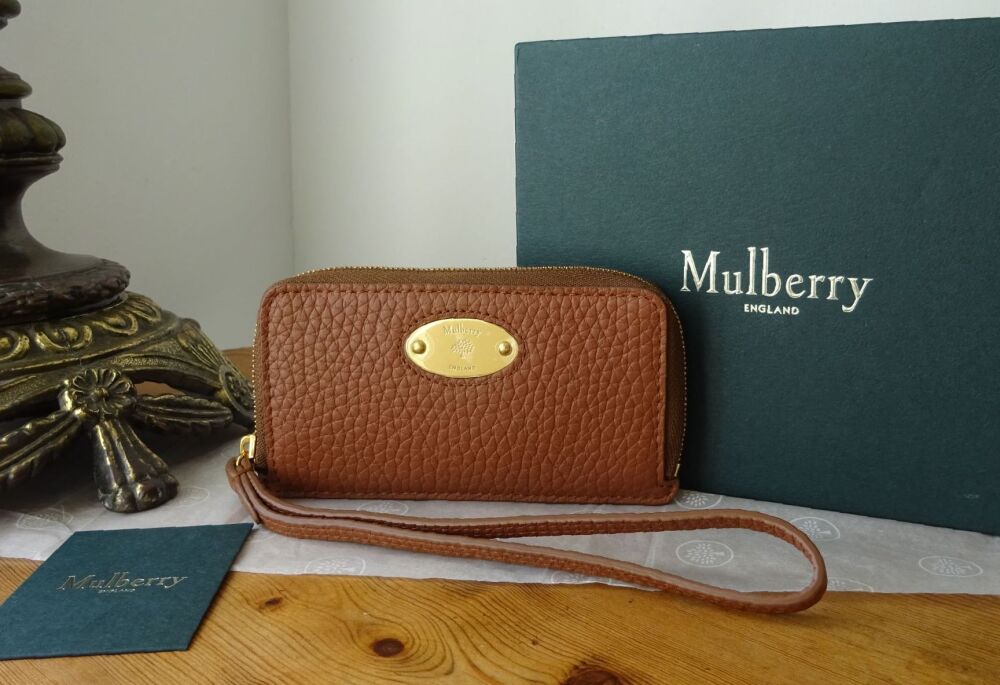 Mulberry Plaque Coin Card Pouch Mini Wristlet in Chestnut, Cloud & Summer Khaki - SOLD