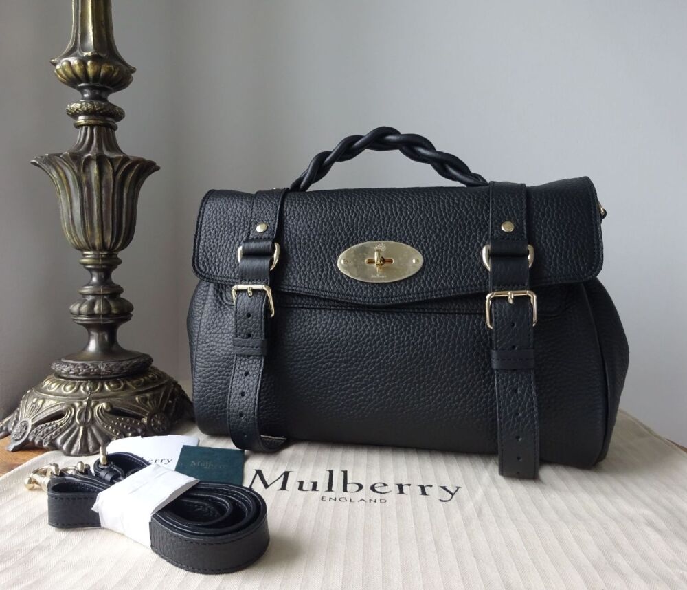 Mulberry Sustainable Icon Alexa in Black Heavy Grain Leather - New
