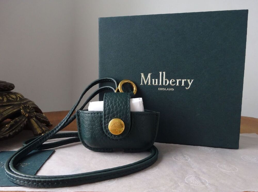 Mulberry Airpod Pro Pouch in Mulberry Green Heavy Grain - New