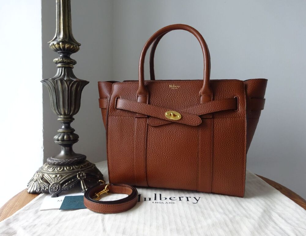 Mulberry Small Zipped Bayswater in Oak Grain Vegetable Tanned Leather