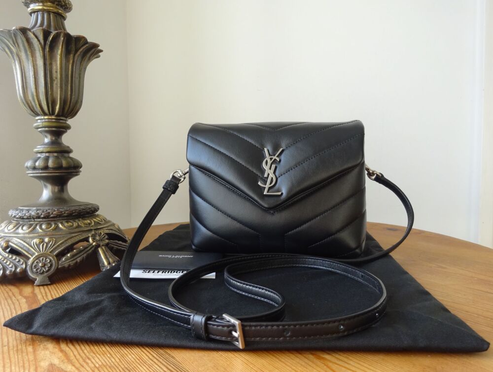 Saint Laurent YSL Toy Loulou in Y Quilted Matelassé Black Calfskin with Ant
