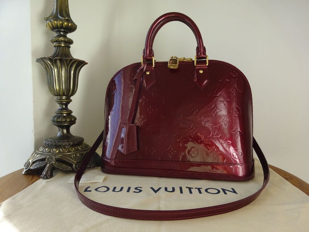 Louis Vuitton Alma PM with Shoulder Strap in Amarante Monogram Vernis